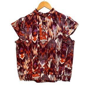 Vintage New York & Company‎ Top Women Size XXL Ruffle Sleeve Smocked Boho Office